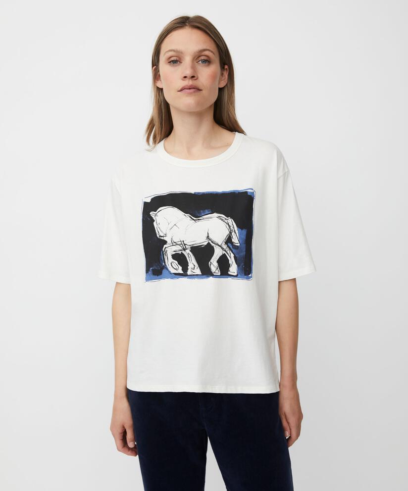 T-shirt En Coton Avec Imprimé, Jet Stream