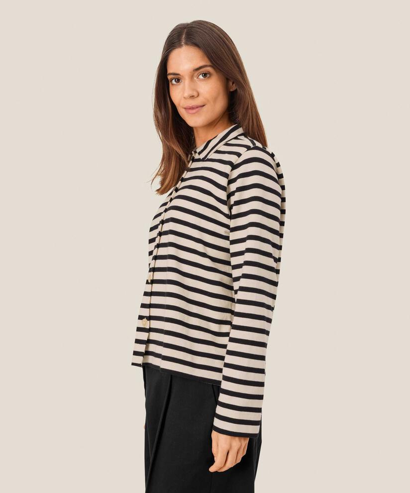 Veste chemise en jersey rayé, Black