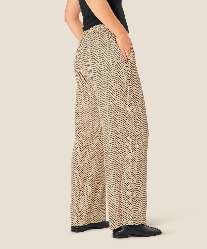 pantalon imprimé en viscose avec taille élastique, Fog