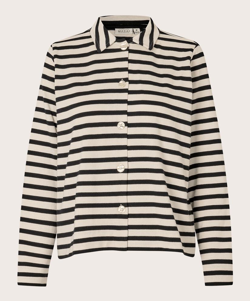 Veste chemise en jersey rayé, Black