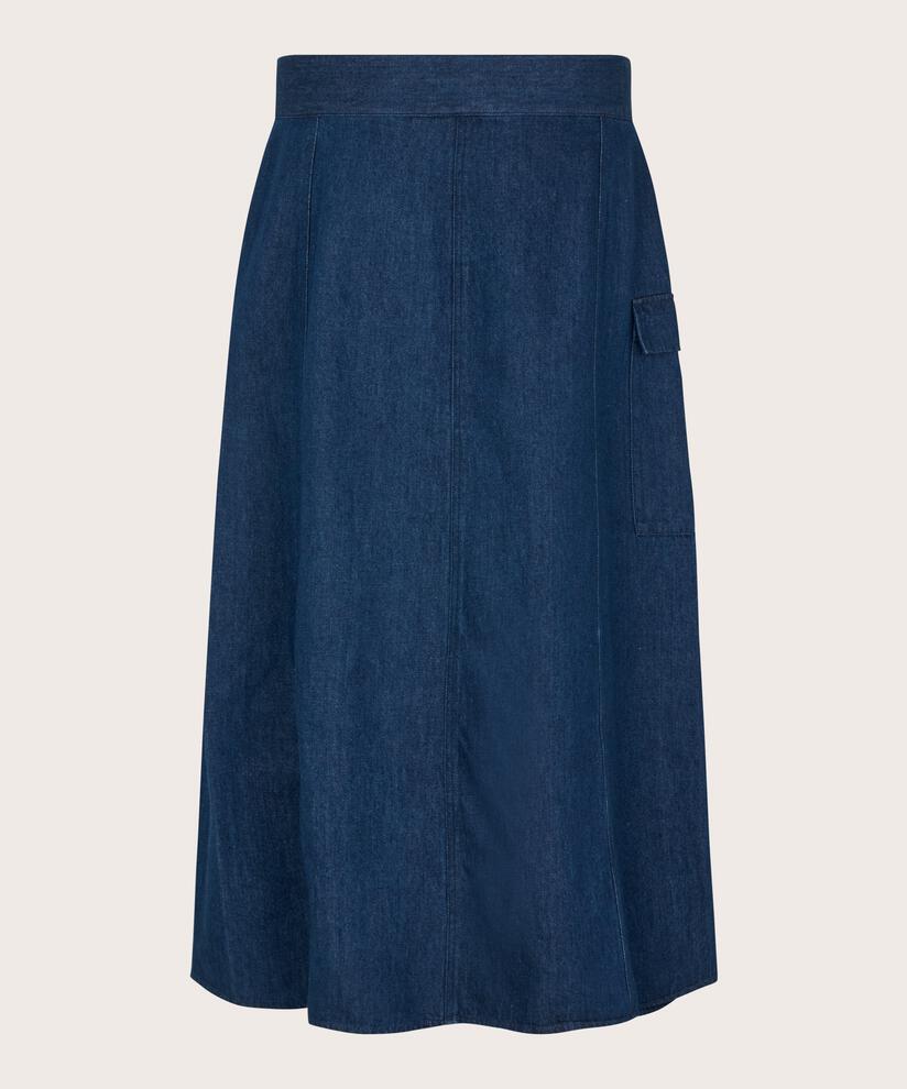 jupe en jean avec ceinture et effet portefeuille, Dark Denim