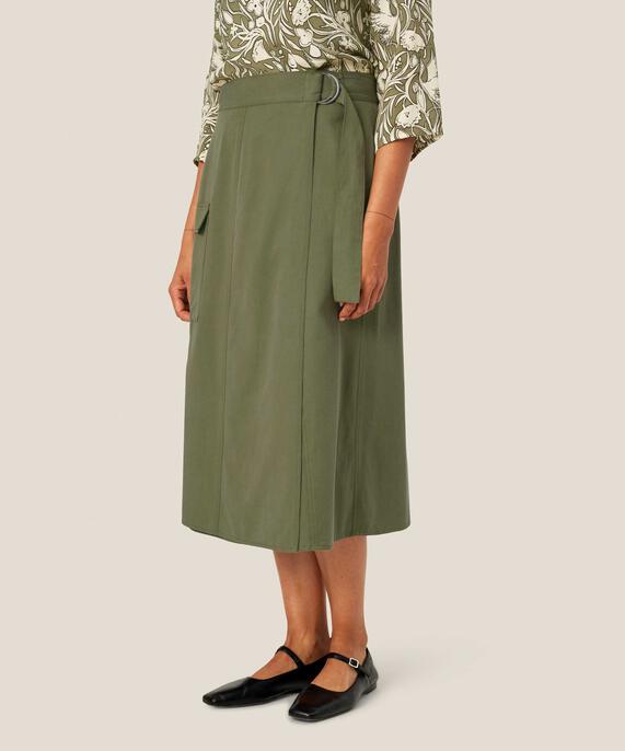 jupe à effet portefeuille et ceinture à la taille, D. Lichen Green