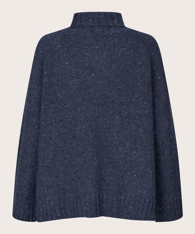 pull à col roulé en laine mélangée avec bords côtelés, Navy Blazer