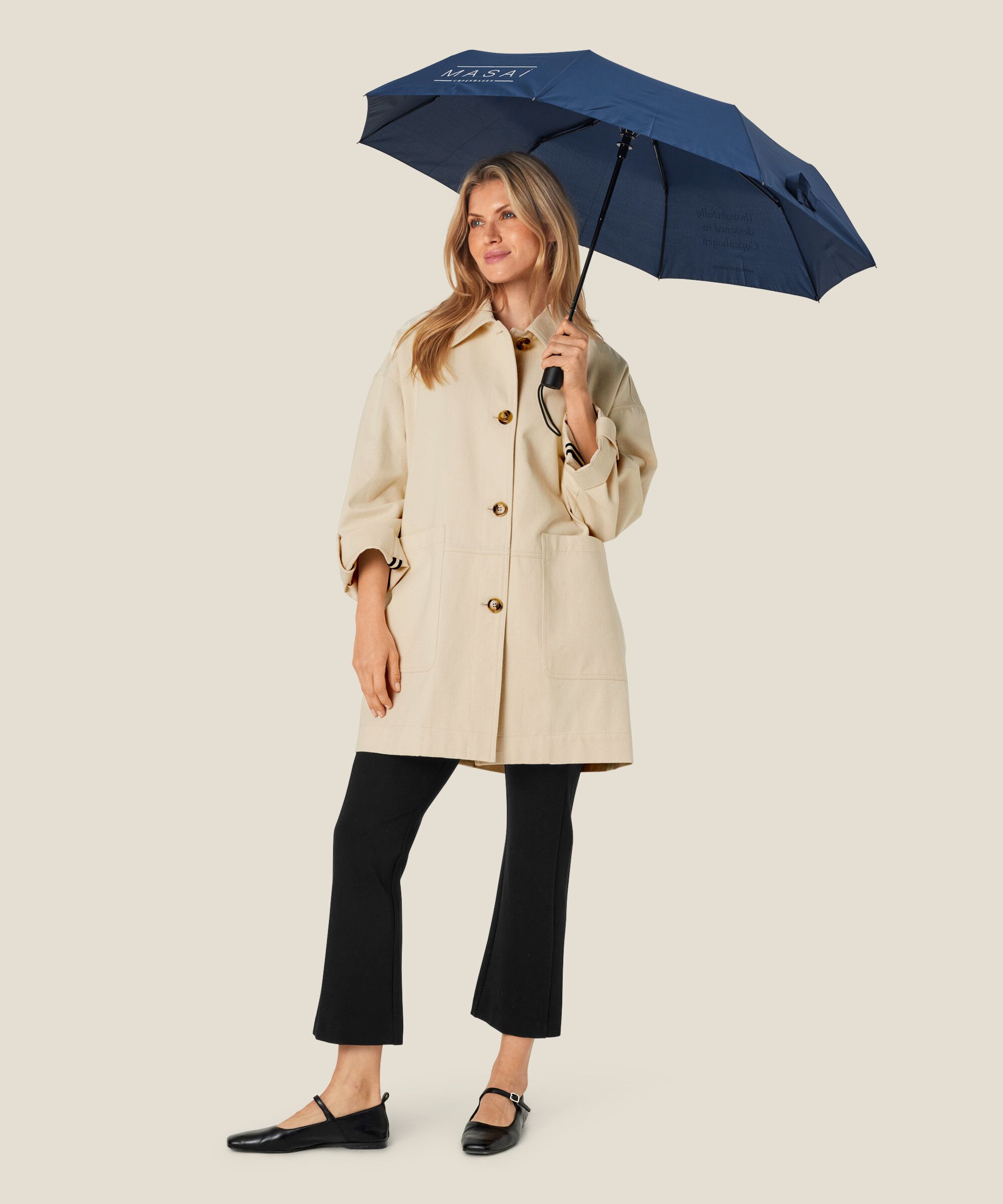 Parapluie pliant avec logo, Navy