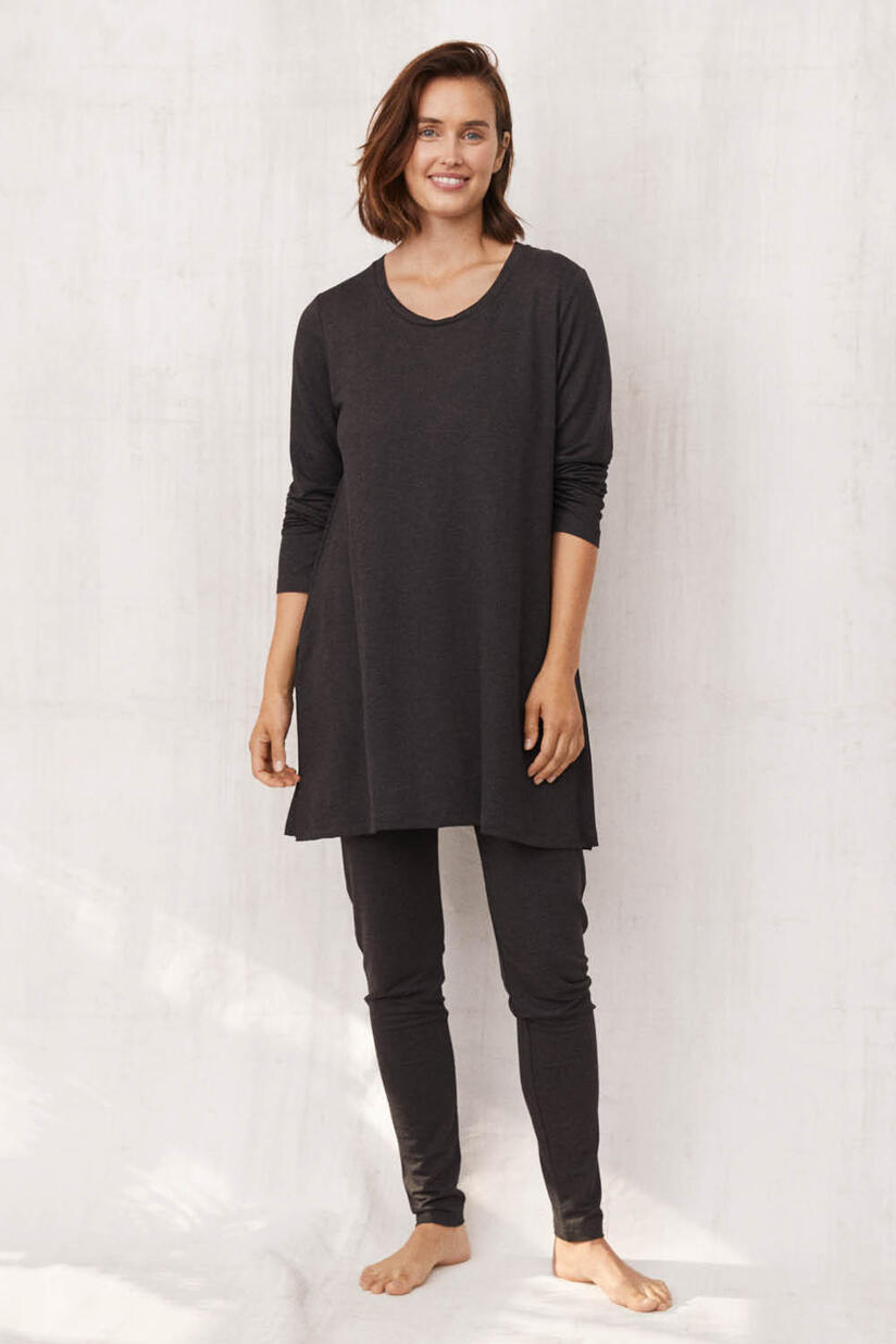 Tunique JERSEY à manches longues - D. Grey mel., legging en qualité jersey extra doux - D. Grey mel.