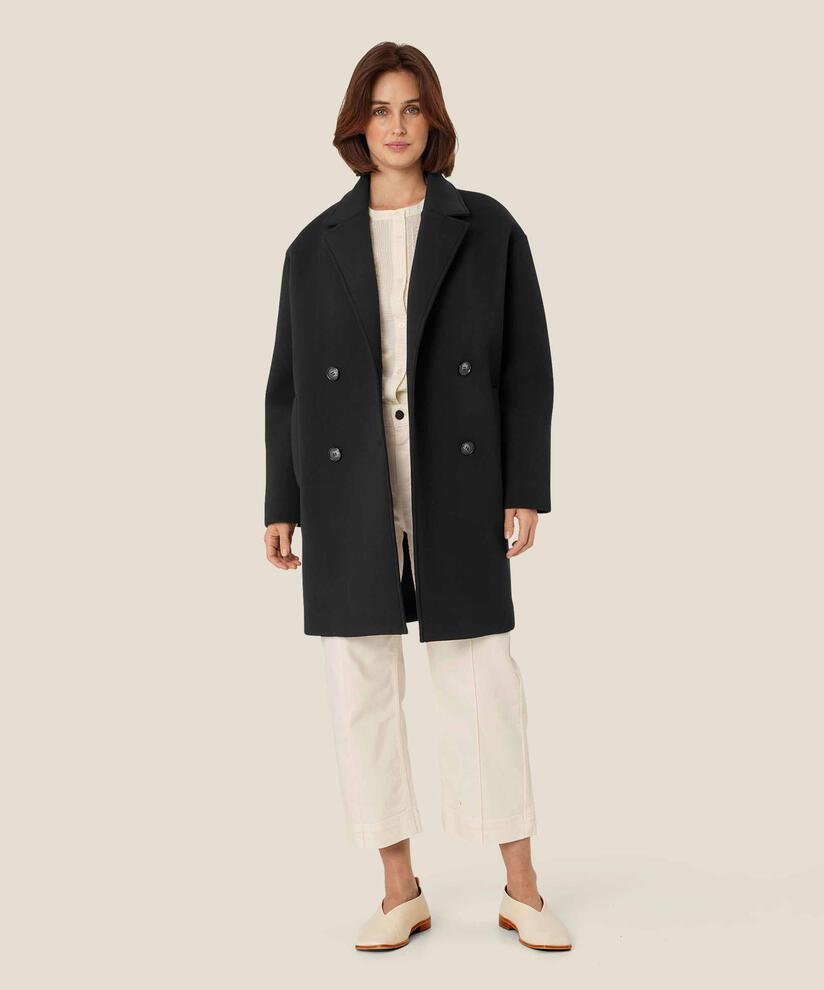 manteau classique avec fermeture à double boutonnage, Black