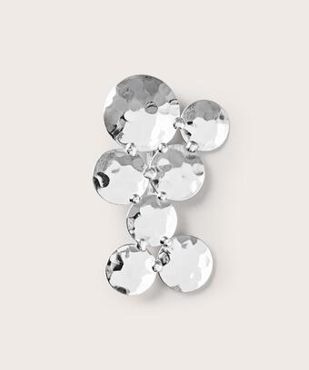 broche à cercles en métal martelé, Silver
