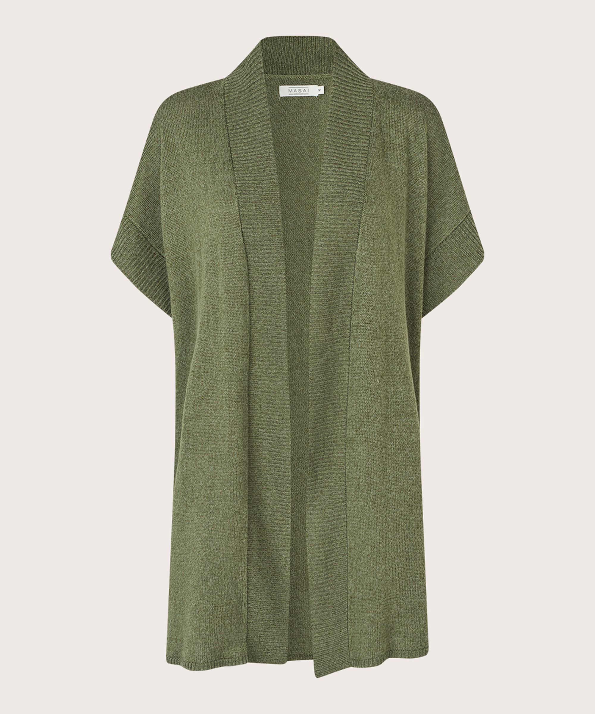 gilet long ouvert à manches courtes, D. Lichen Green