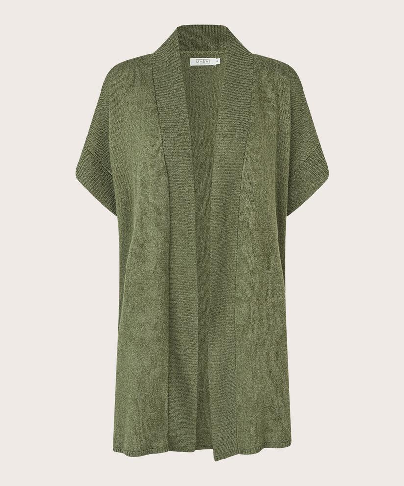 gilet long ouvert à manches courtes, D. Lichen Green