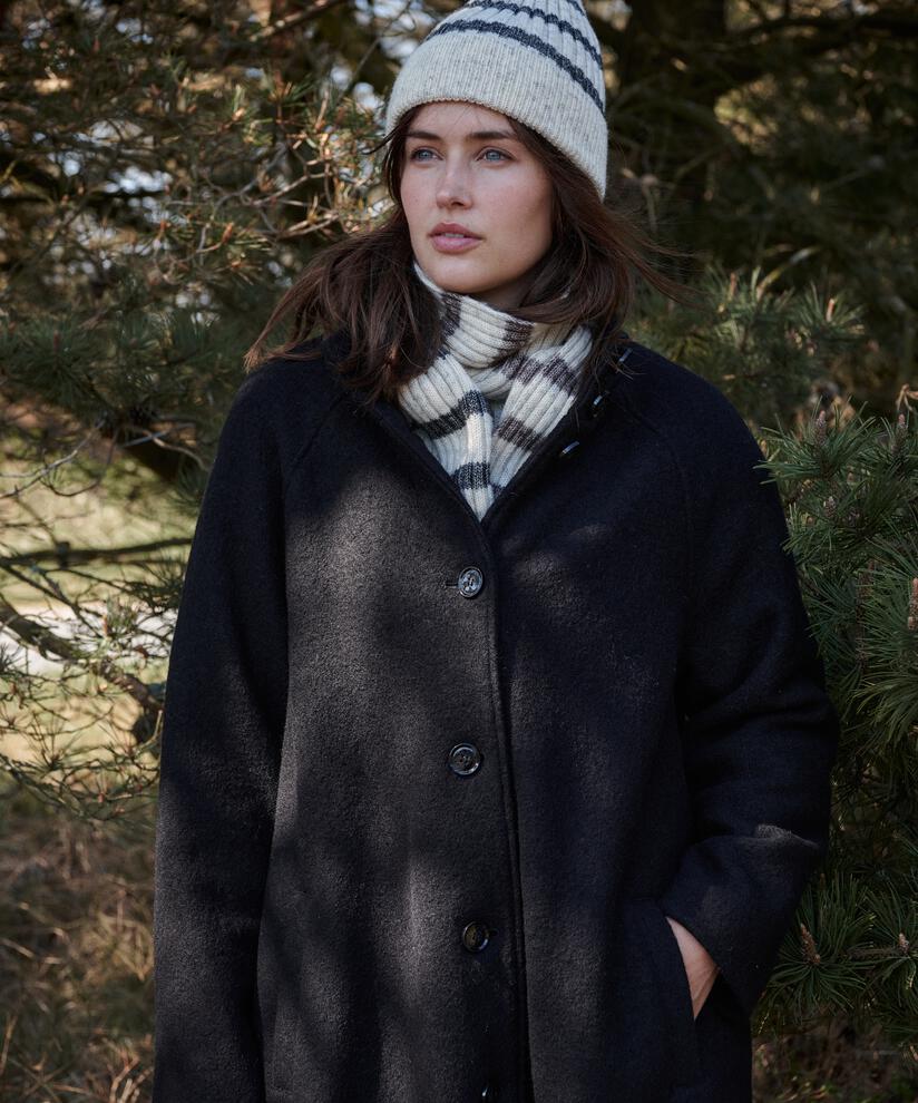 manteau en laine mélangée, Black