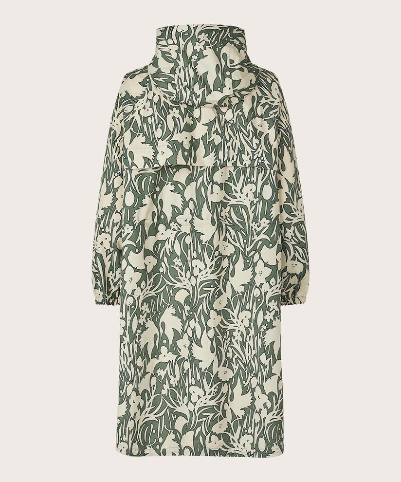 imperméable imprimé avec capuche et fermeture éclair à double curseur, D. Lichen Green