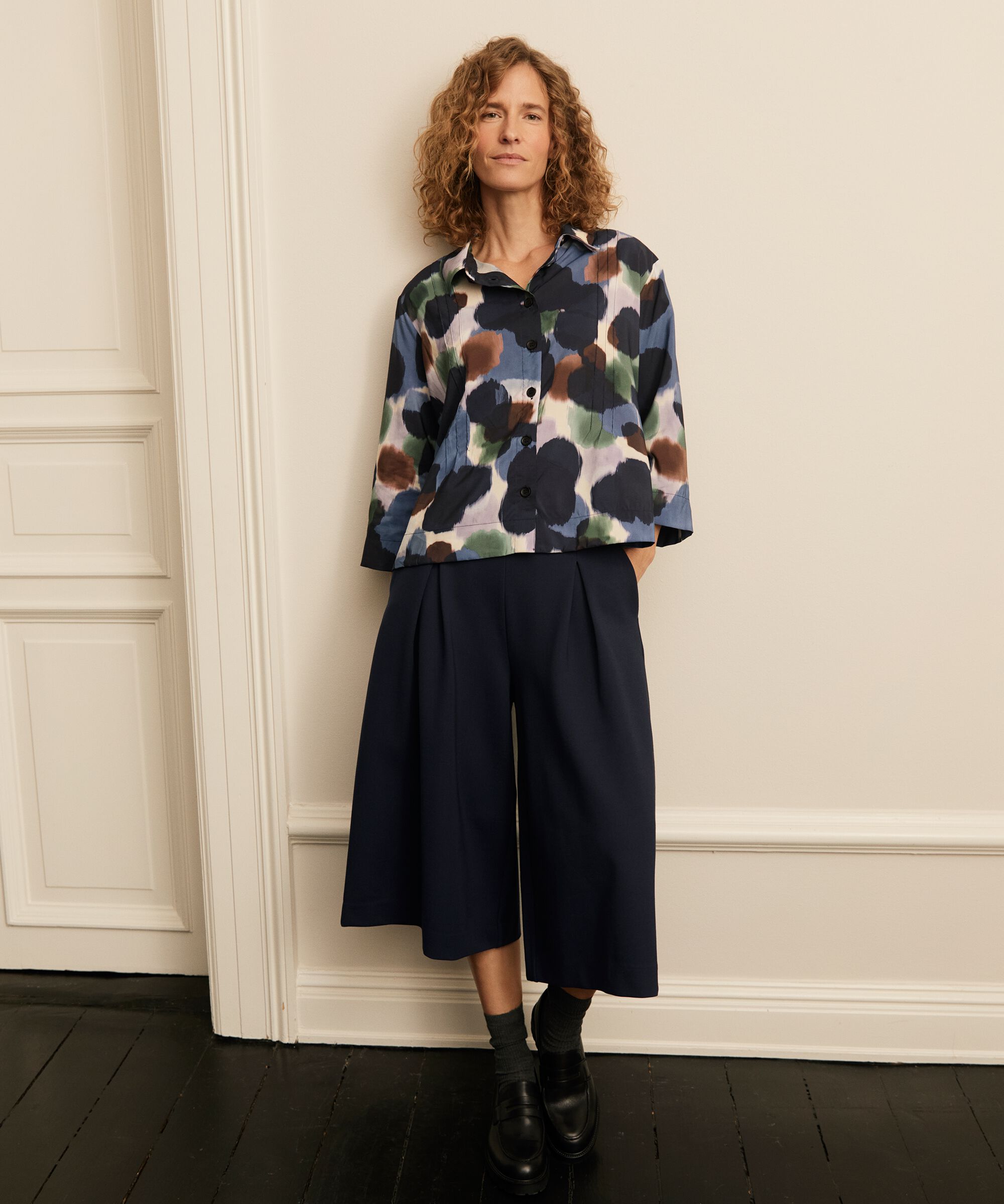 Pantalon En Jersey Avec Plis Sur Le Devant Et Zip Caché Sur Le Côté, Navy Blazer