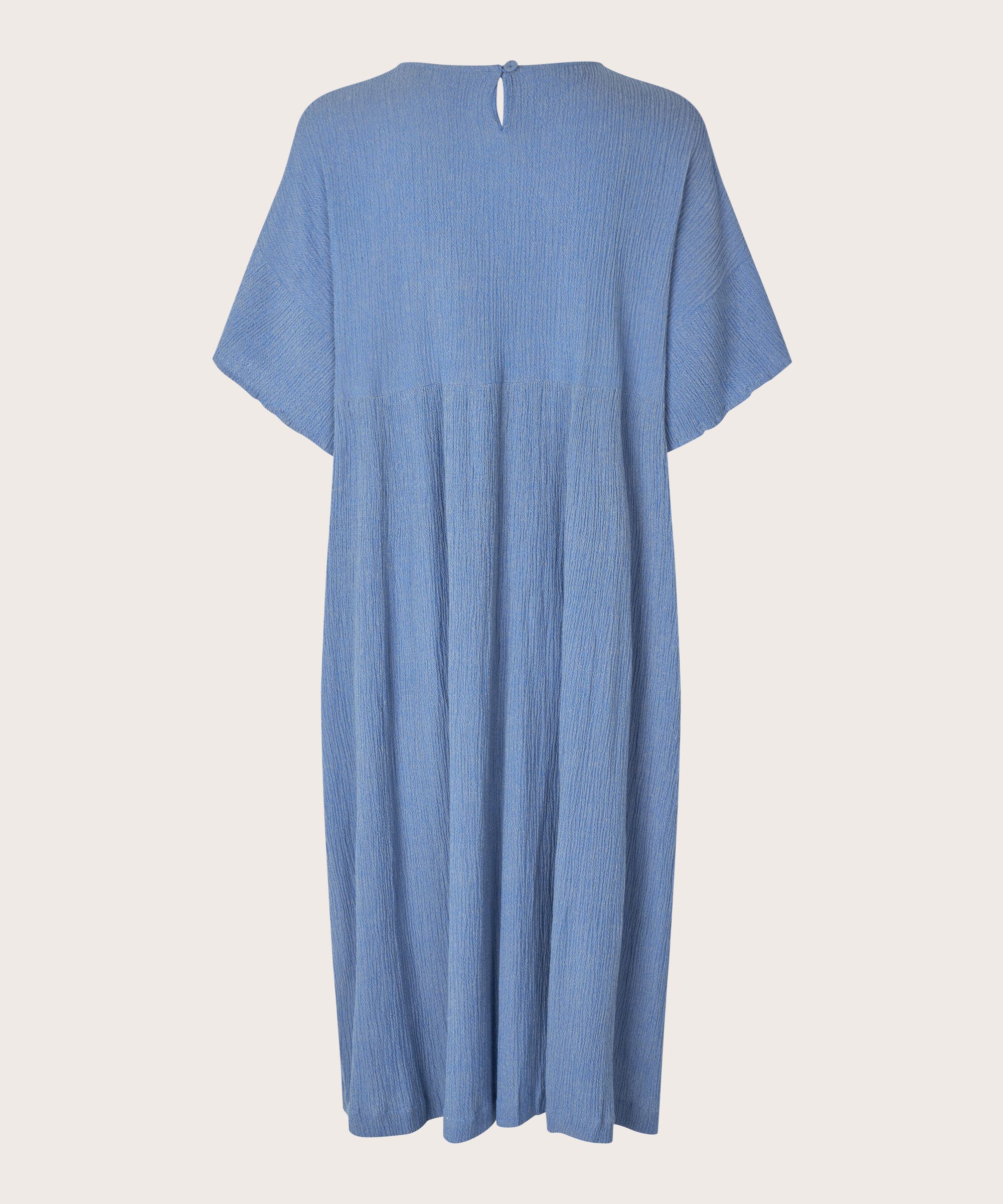 robe en coton mélangé avec bouton au cou, Nebulas Blue