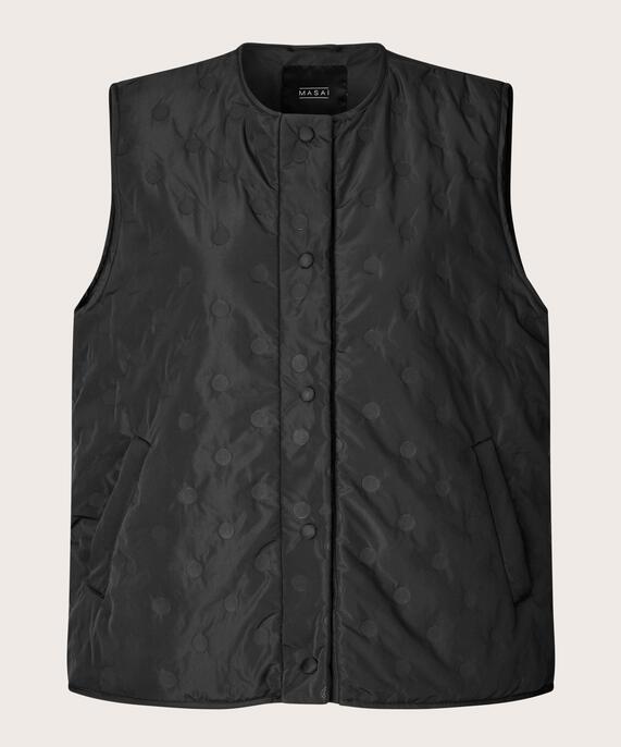 gilet matelassé avec fermeture à bouton-pression, Black