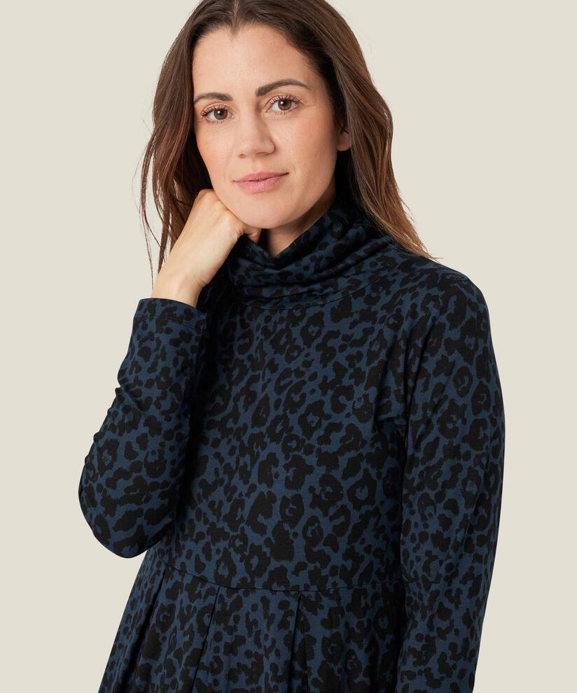 Robe tulipe à col roulé et poches fendues, Moonlit Ocean