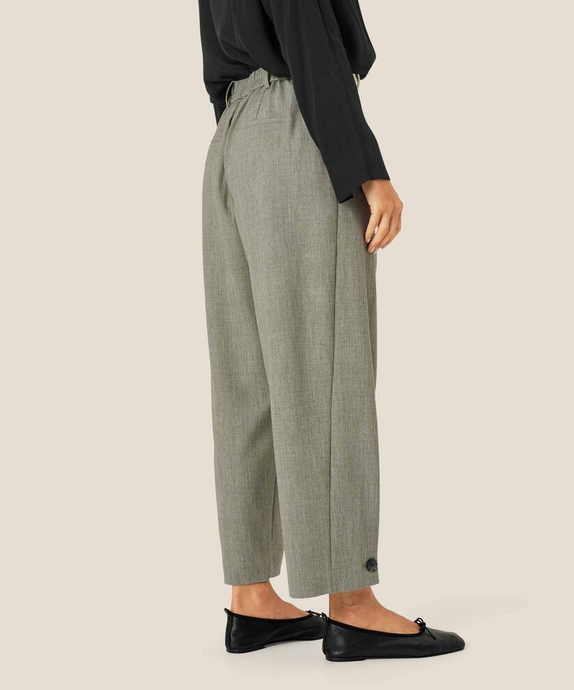 Pantalon Tissé Avec Stretch Et Bouton Sur La Jambe, Vetiver