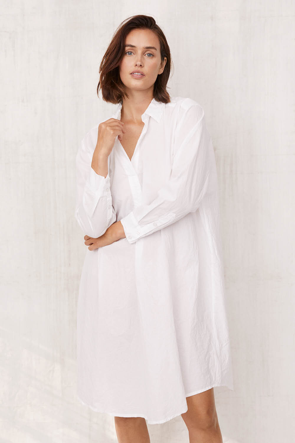 robe chemise en qualit&eacute; coton - White