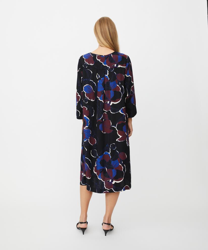 robe en viscose fleurie avec plis à la taille, Tawny Port