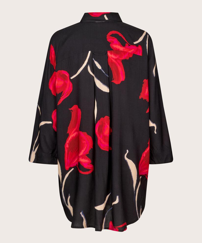 tunique en viscose imprimée avec boutons au col, Haute Red
