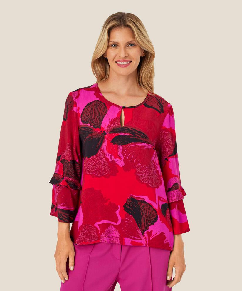 Blouse En Viscose Avec Détail Boutonné, Haute Red
