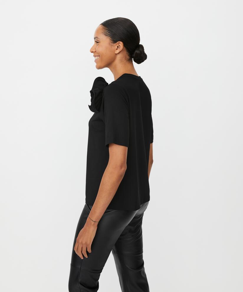 T-shirt avec broche fleur amovible, Black
