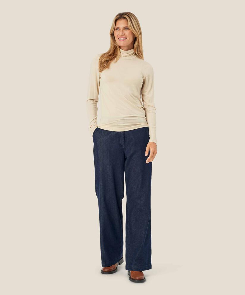 Blouse À Col Roulé En Jersey Doux, Fog