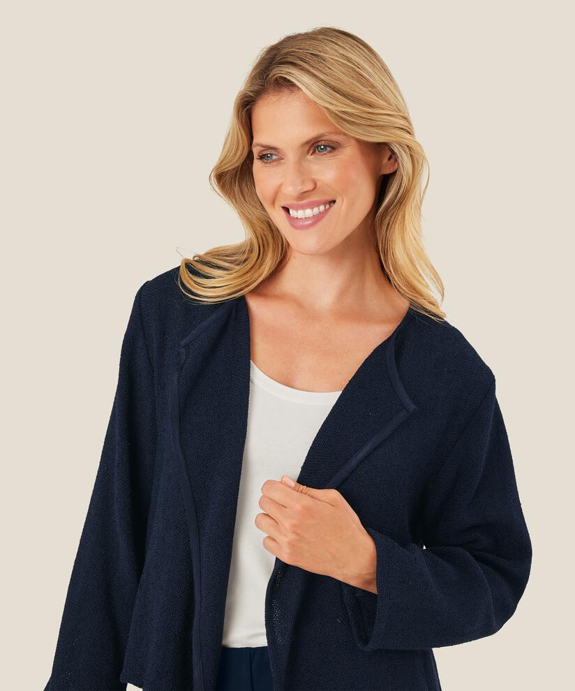 Veste Courte En Bouclé, Navy