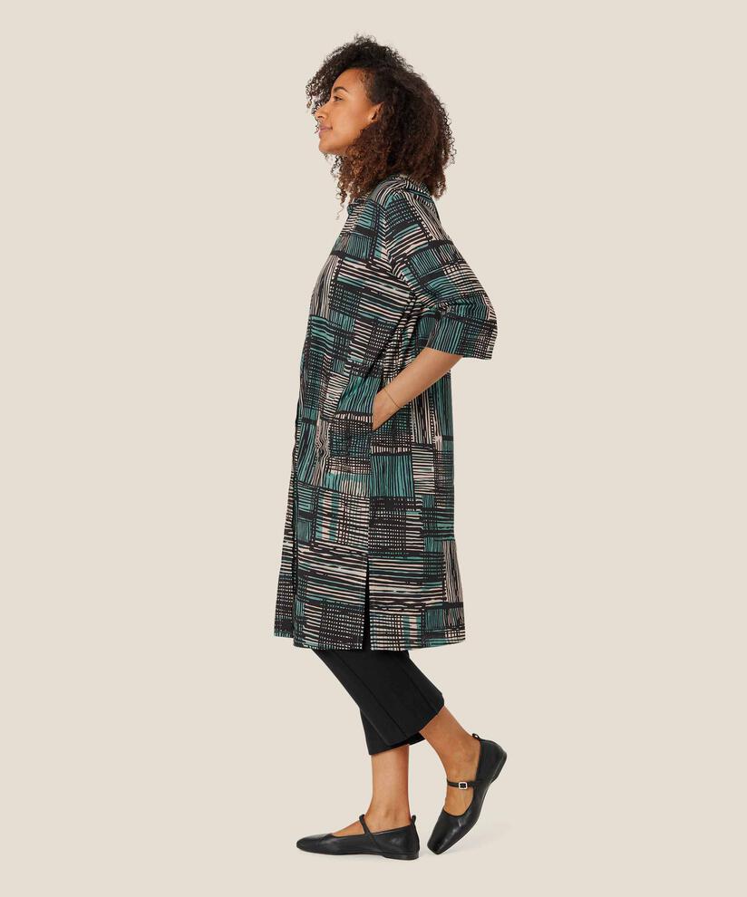 robe-chemise en coton avec poches fendues, Teal