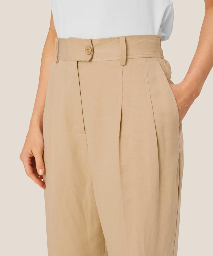 pantalon en mélange de lyocell avec élastique au dos, Safari