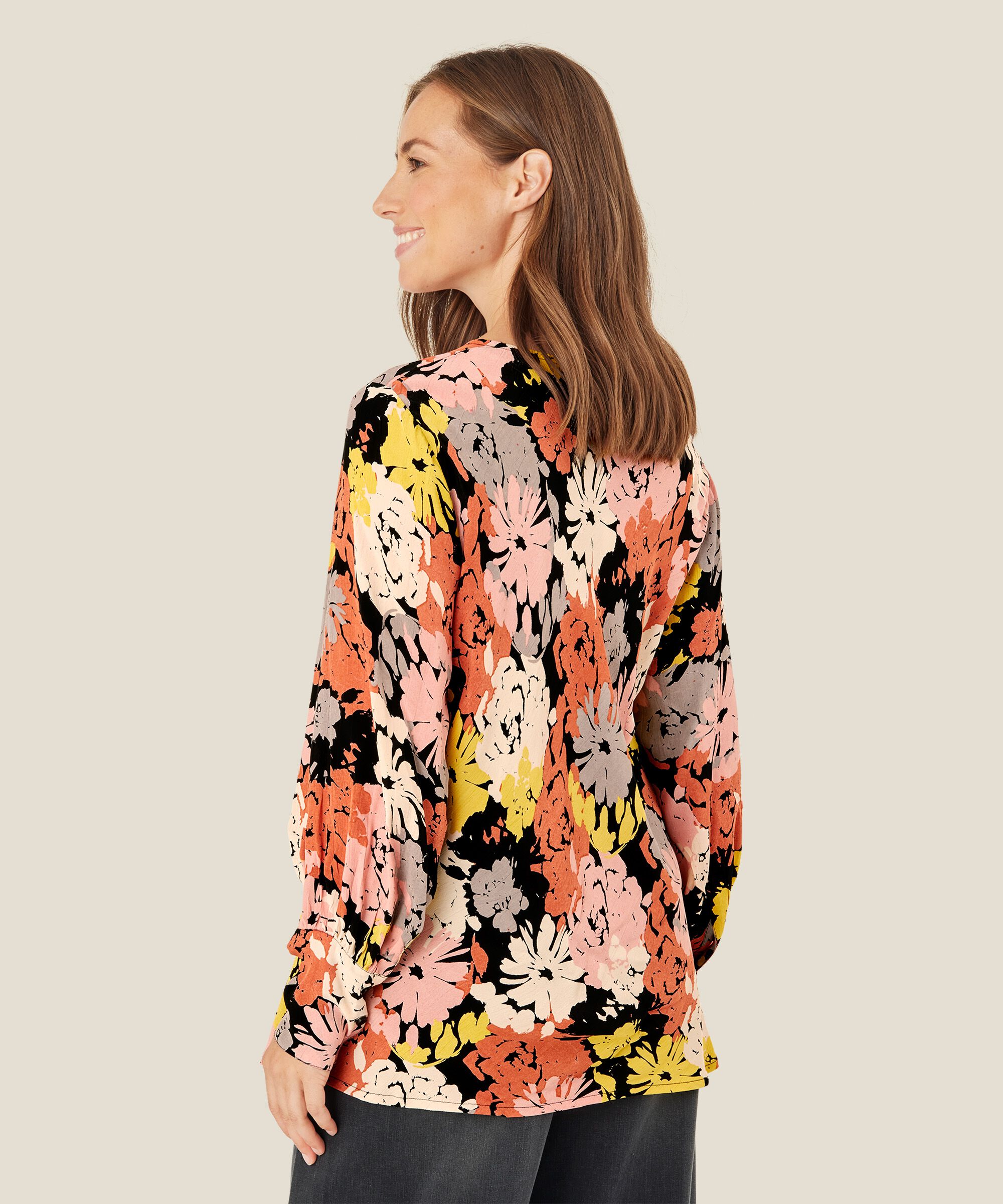 blouse en viscose à imprimé floral, Oil Yellow