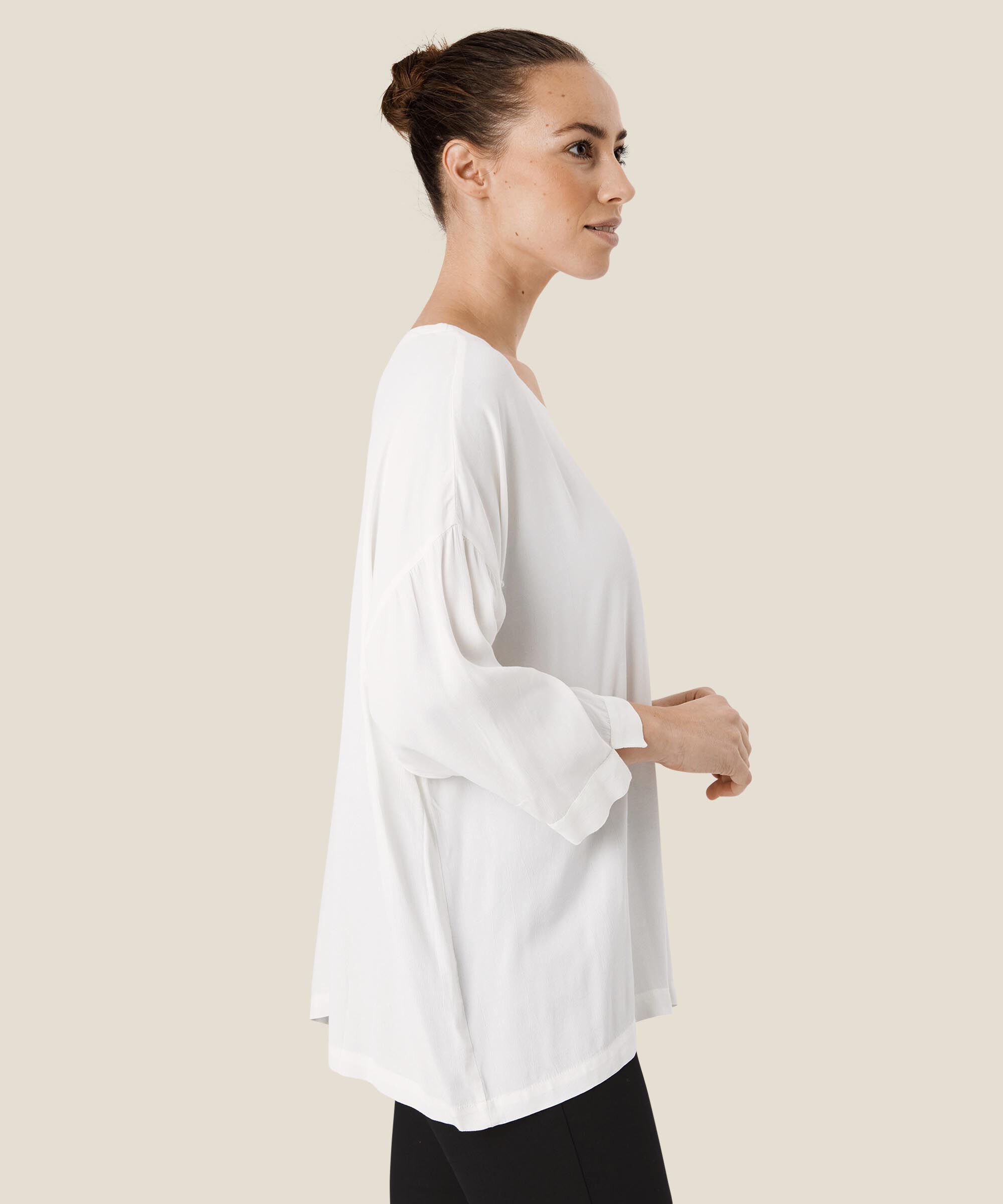 Blouse En Viscose À Manches 3/4, Cream