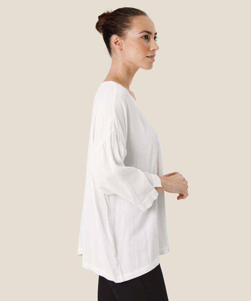Blouse En Viscose À Manches 3/4, Cream