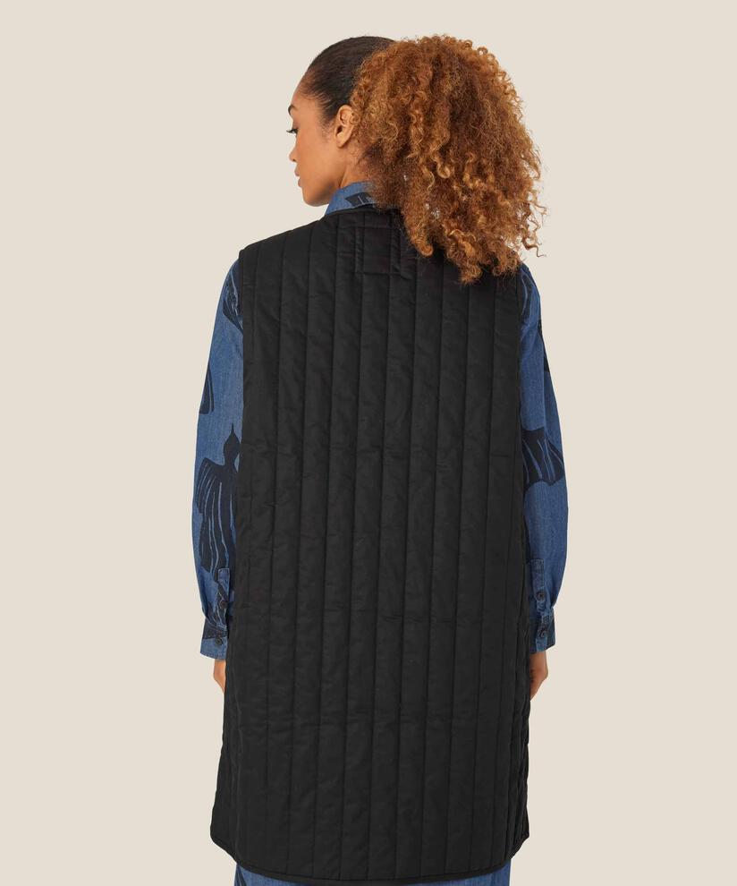 gilet matelassé à col rond, Black