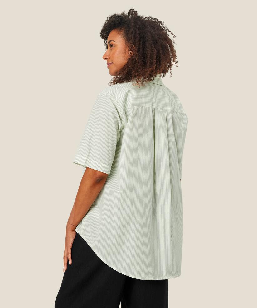 chemise en coton rayé avec broderie, Frosty Green