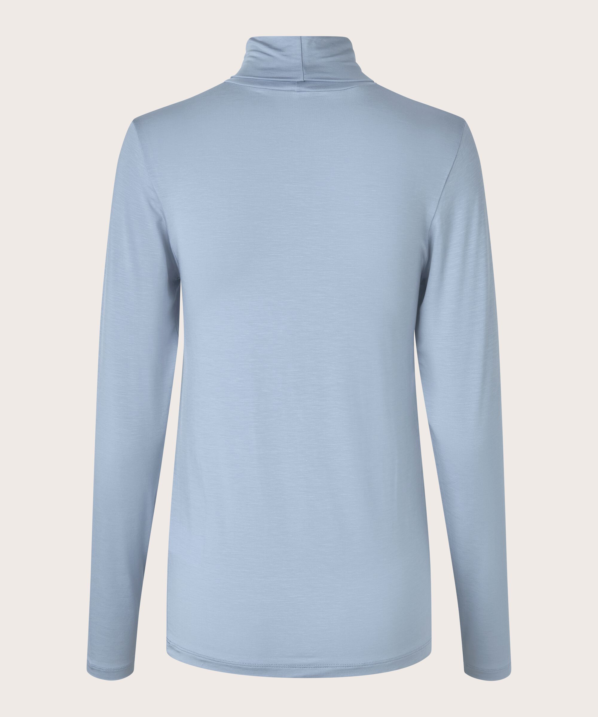 Blouse À Col Roulé En Jersey Doux, Blue Fog
