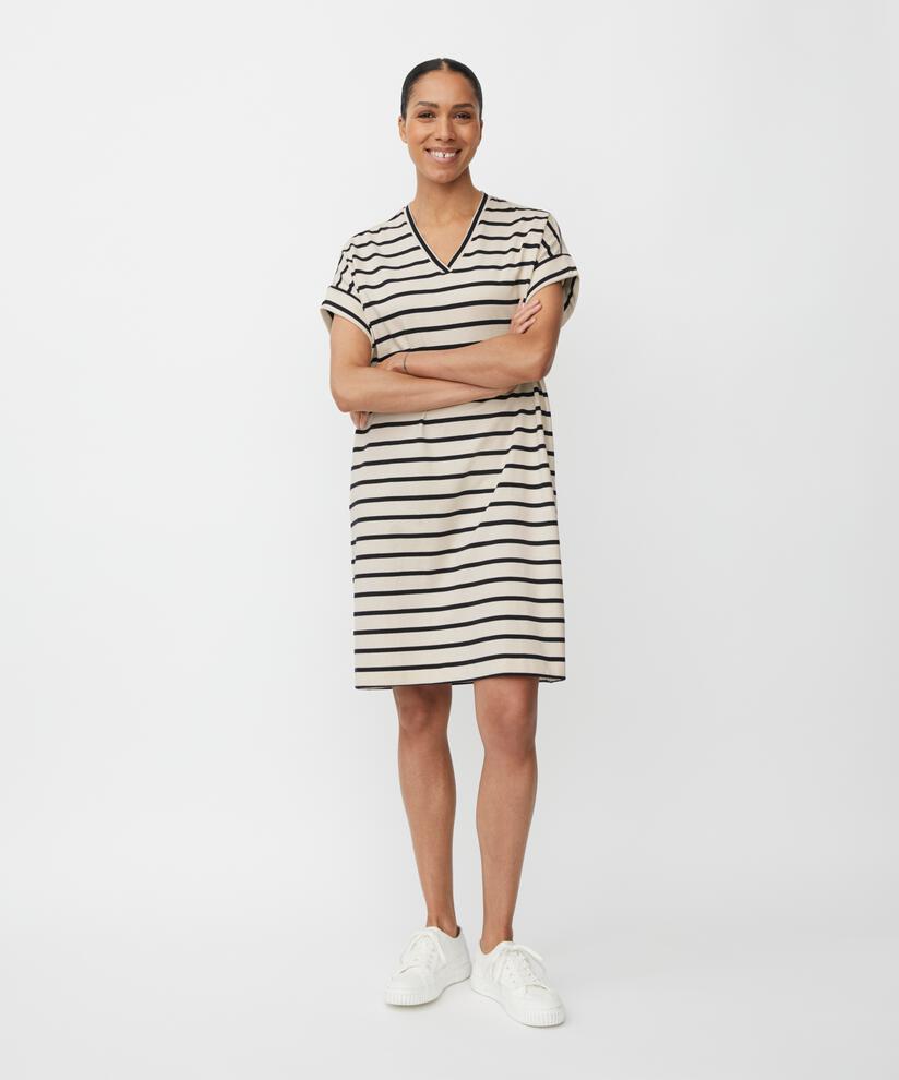 robe en jersey rayé à col rond, Whitecap