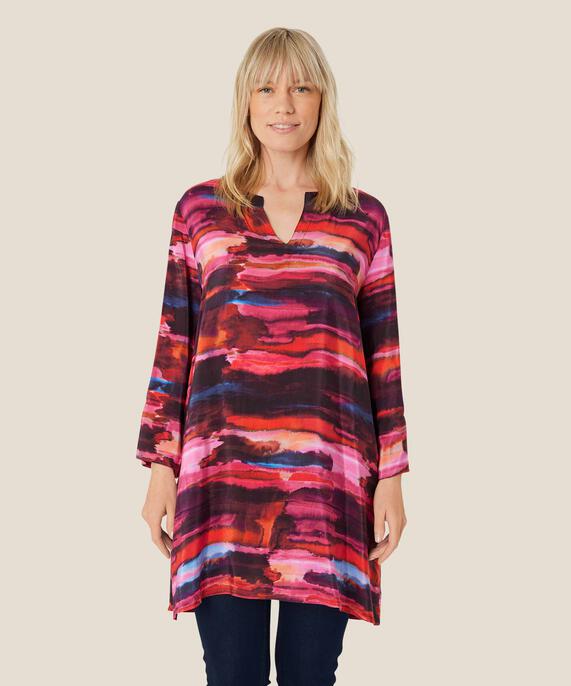 tunique en viscose imprimée avec fente latérale, Sun Tomato