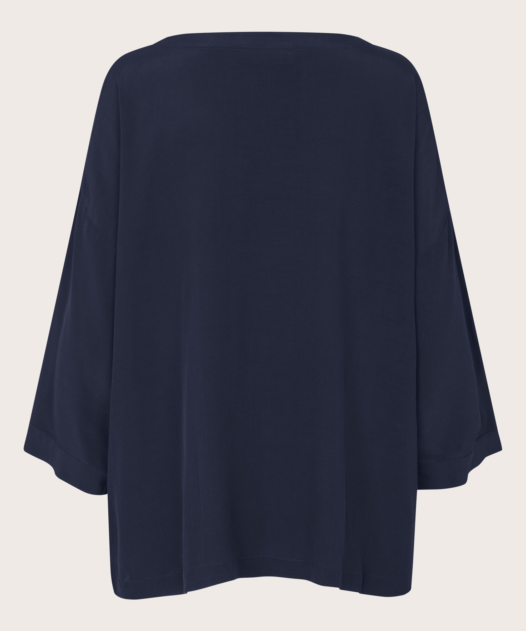 Blouse En Viscose À Manches 3/4, Navy Blazer