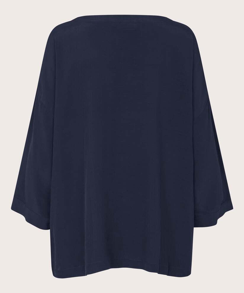 Blouse En Viscose À Manches 3/4, Navy Blazer