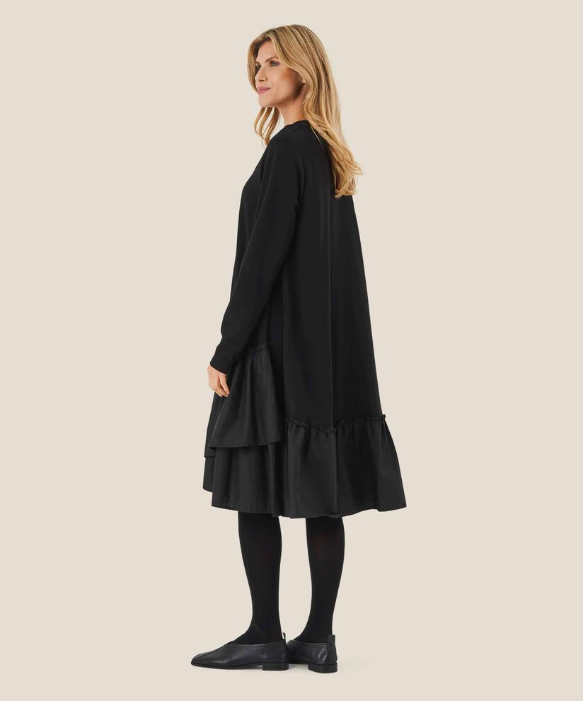 robe à manches longues en jersey, Black