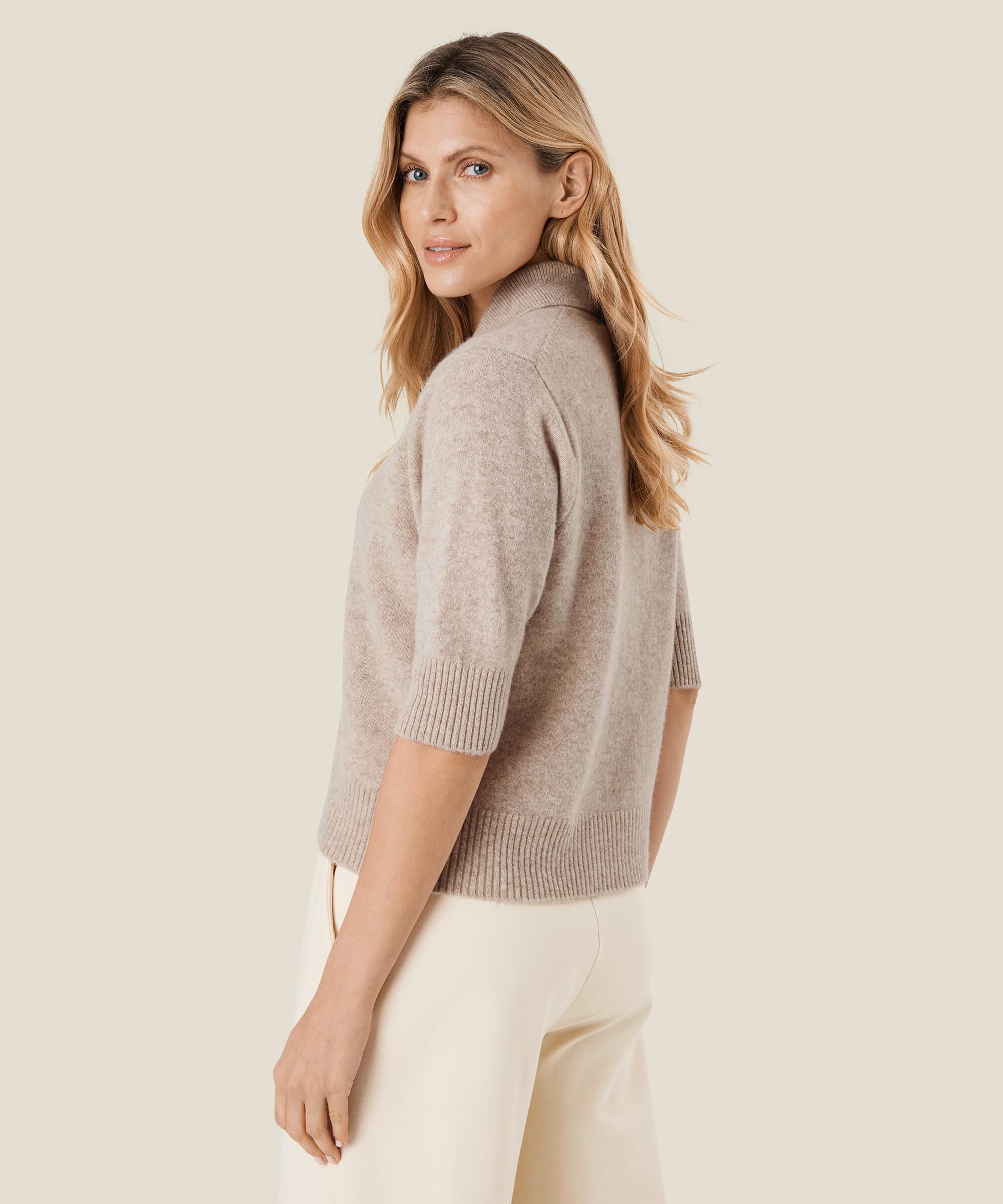 cardigan à manches courtes en laine, L beige mel
