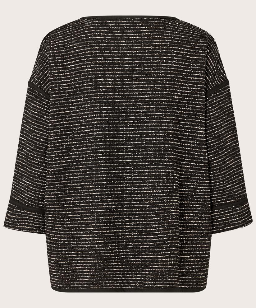 blouse à manches 3/4 en jersey structuré, Black