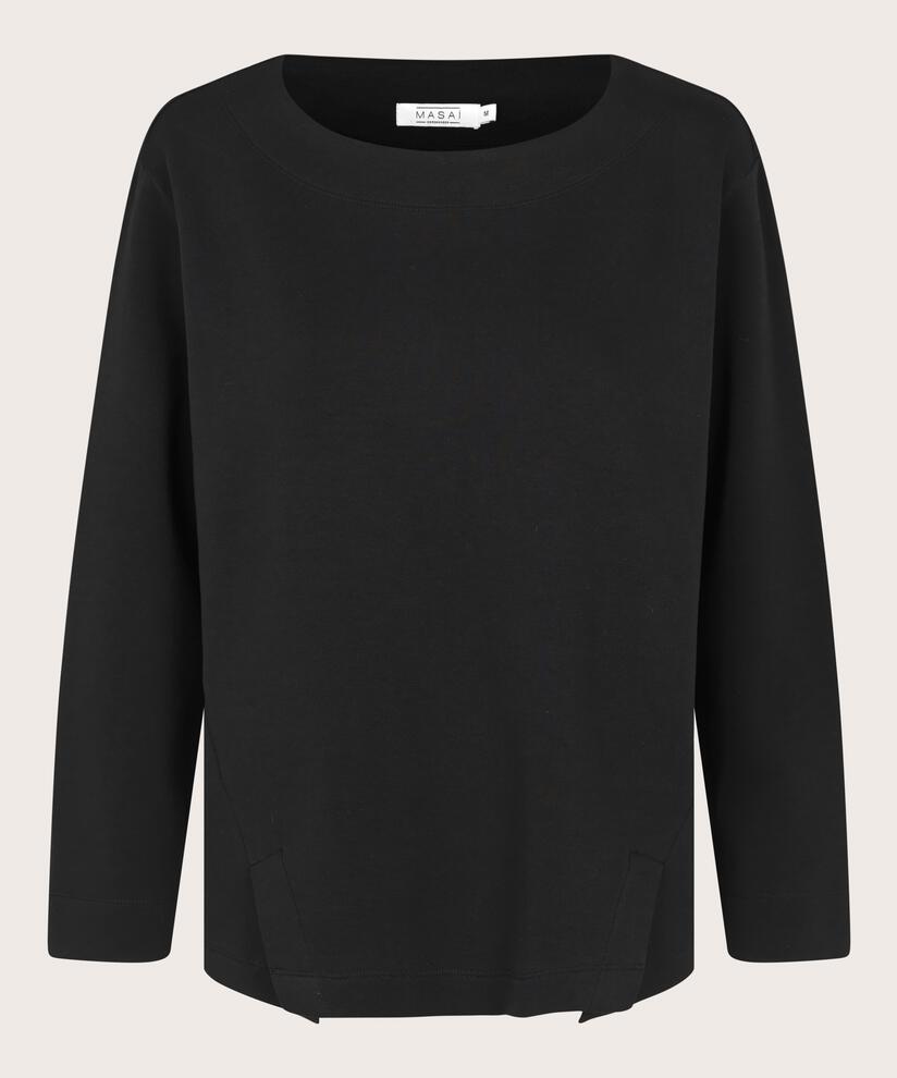 sweat-shirt doux avec fentes sur le devant, Black