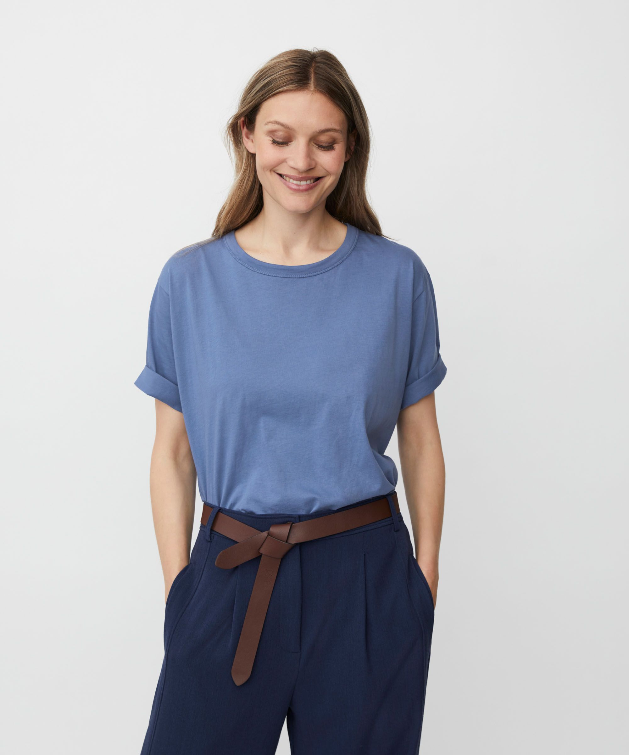 T-shirt À Col Rond, Bijou Blue