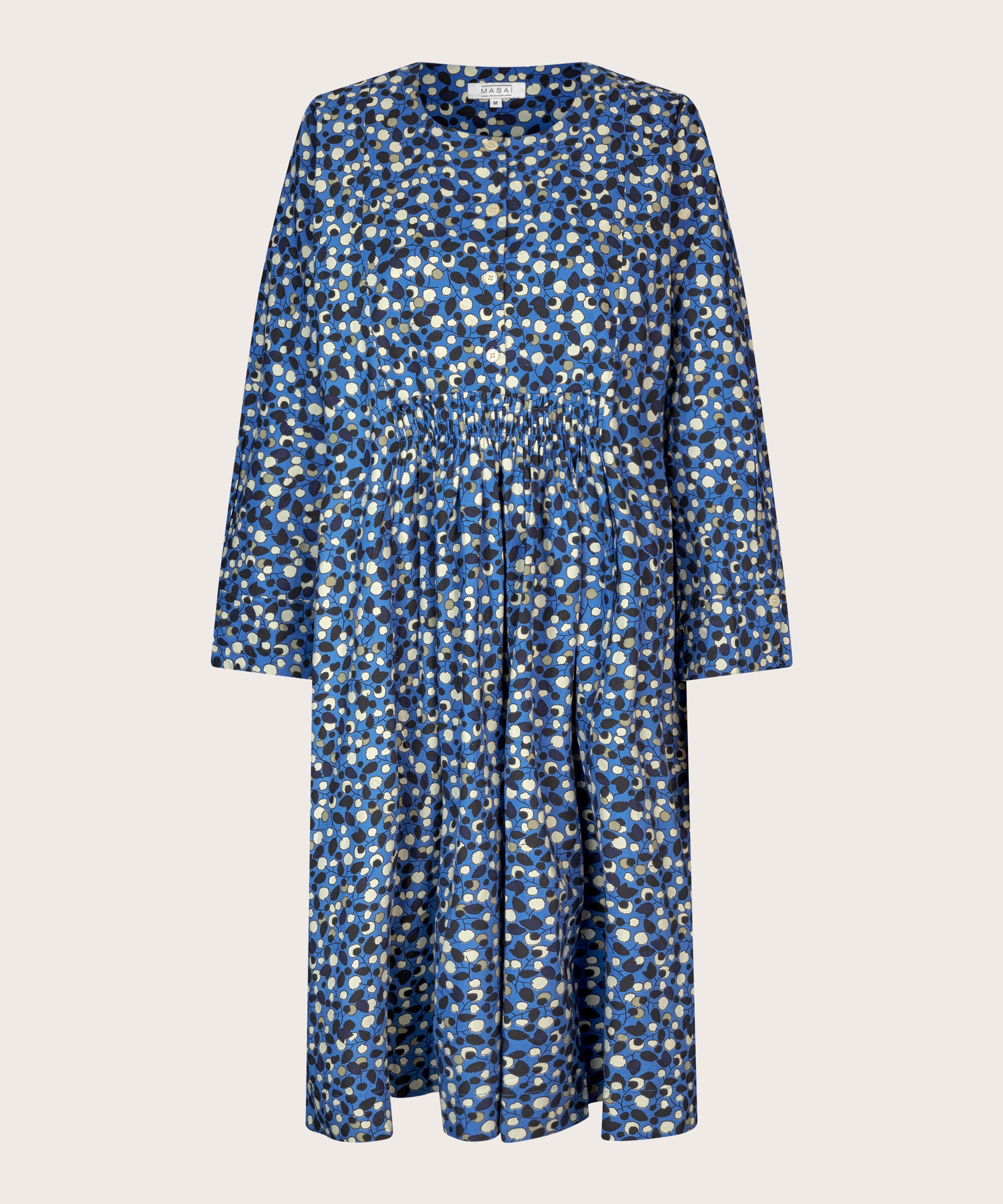 robe en coton avec plis et poches fendues, Federal Blue