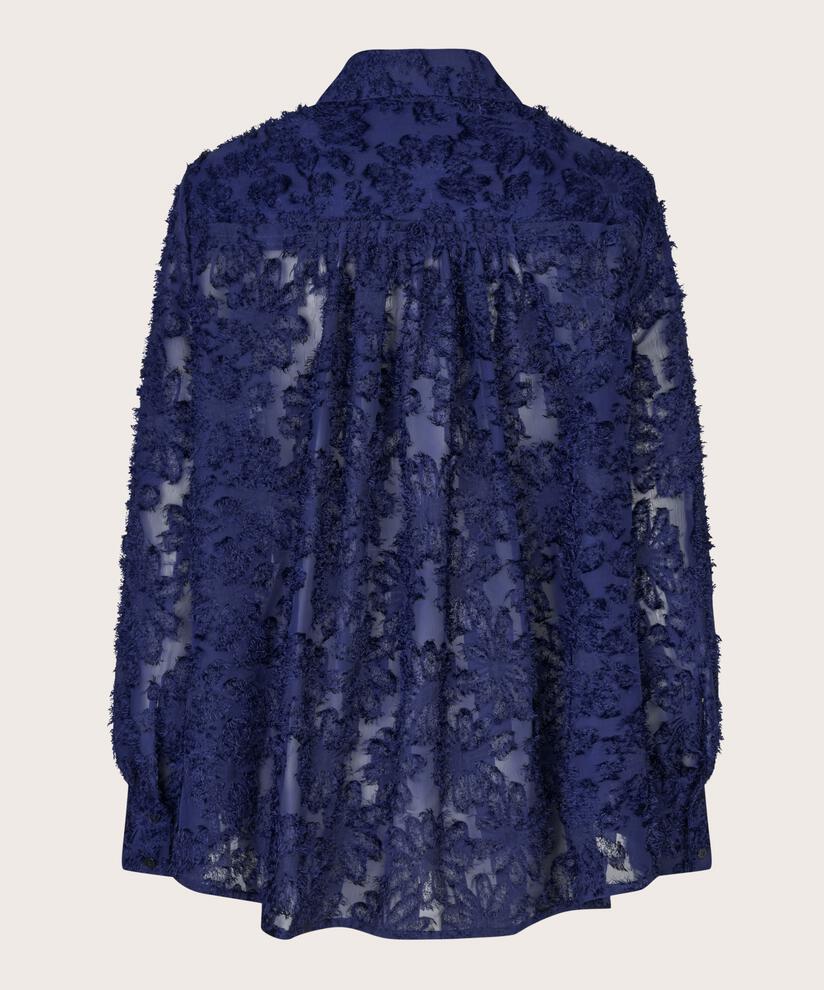 chemise transparente à fleurs tissées, Medieval blue