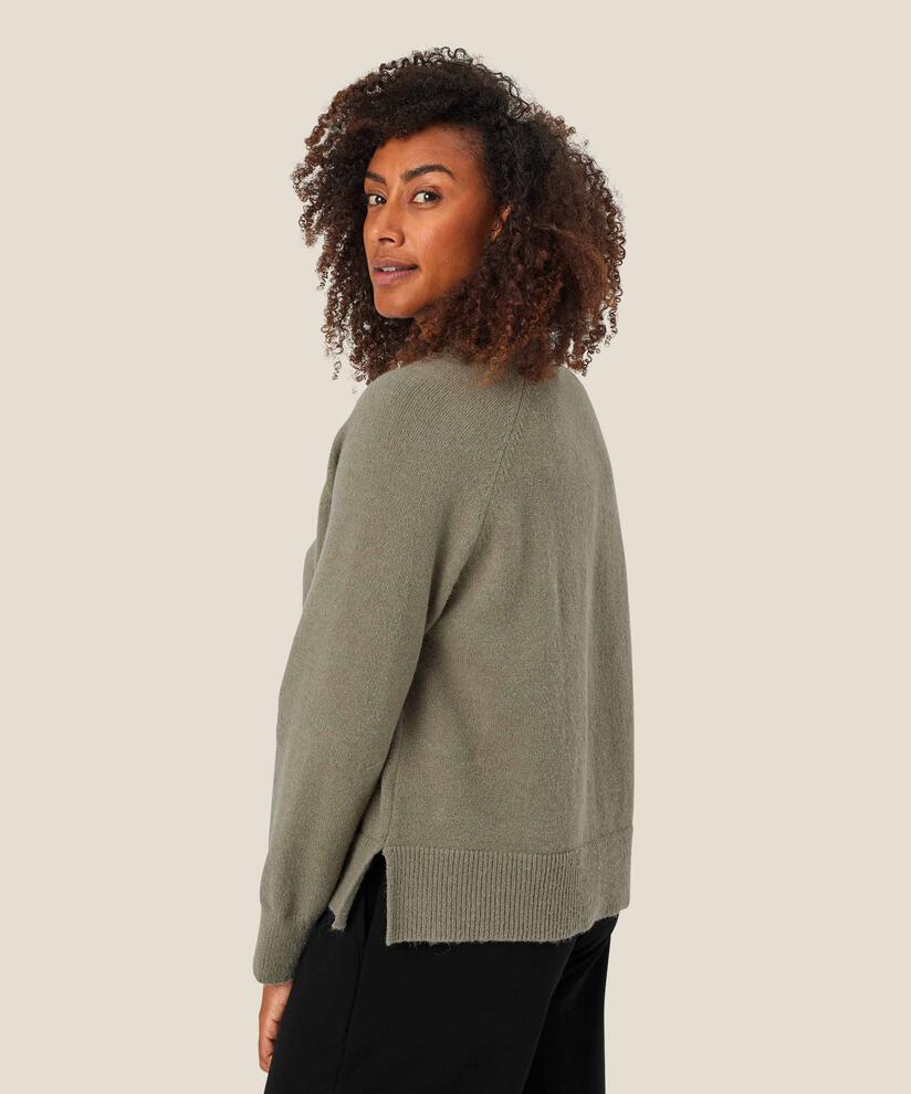 pull en maille avec col et boutons, Vetiver