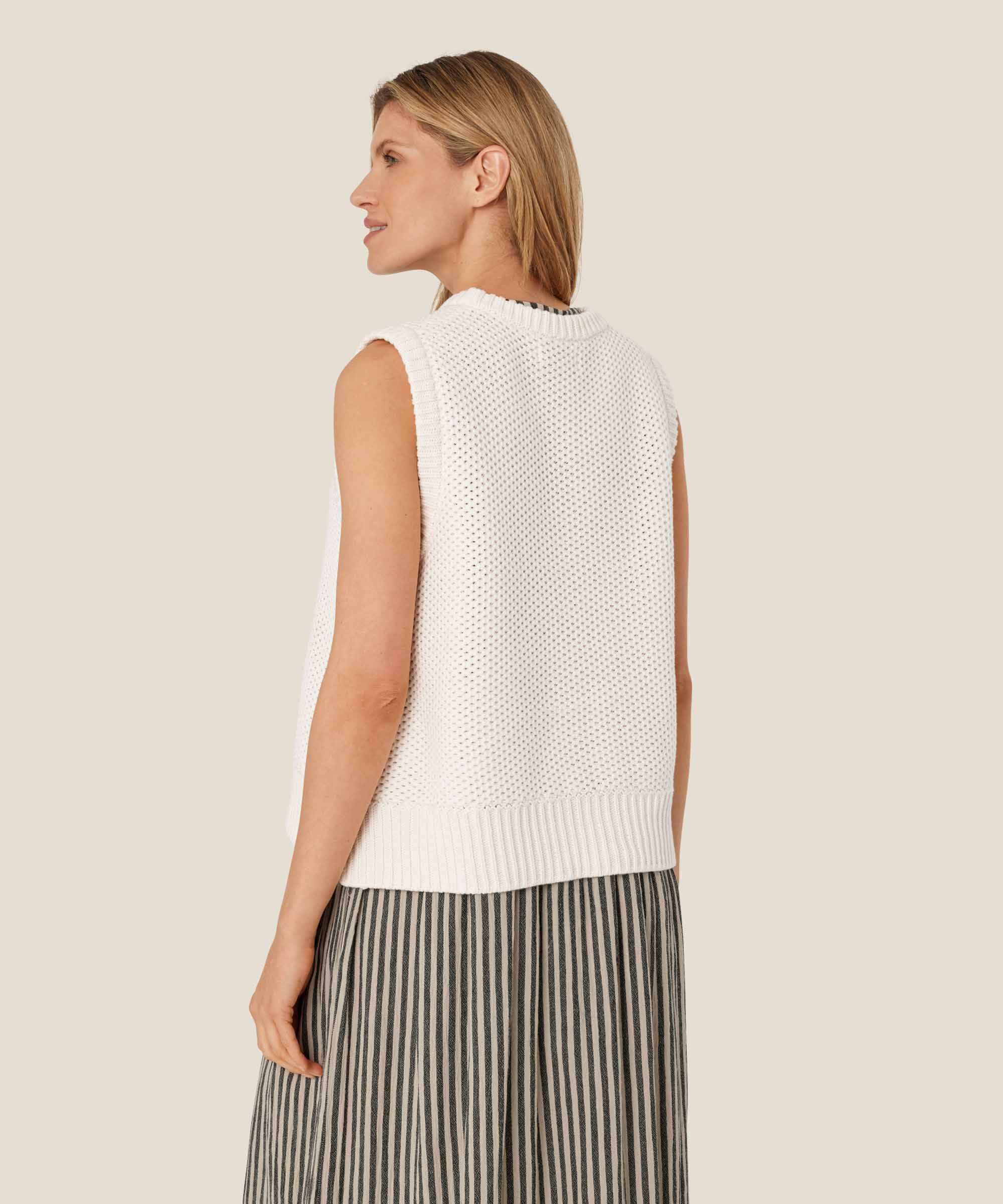 Gilet en coton tricoté avec motif troué, Jet Stream