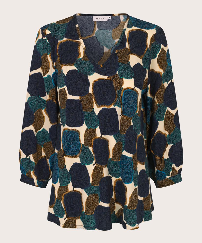 Blouse En Viscose Imprimée À Col V, Chipmunk