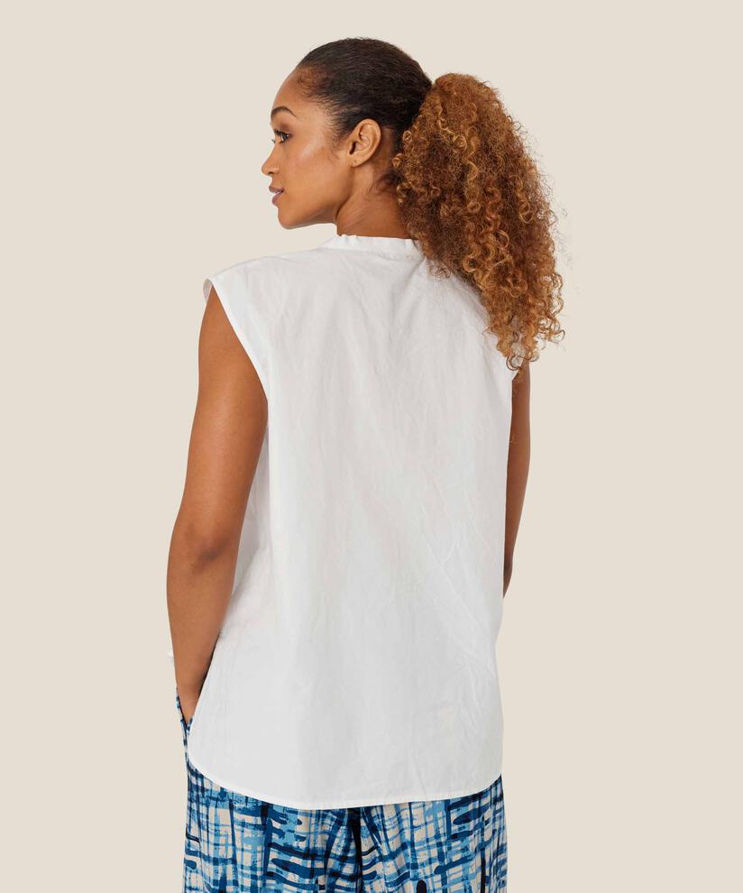 chemise en coton sans manches avec liens, White